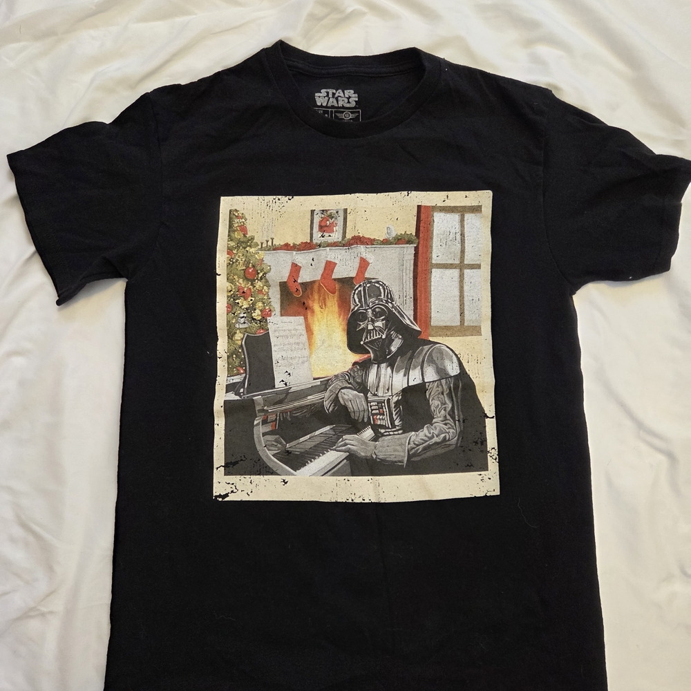 Star Wars Black Tee with Darth Vader at Piano